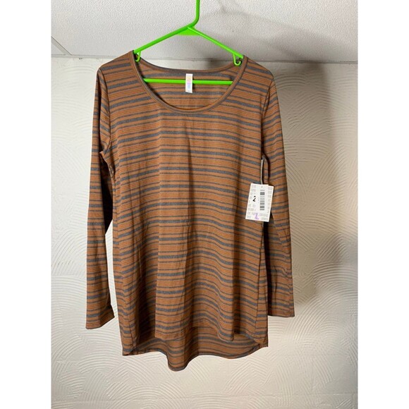 Lularoe Lynnae L Brown Stripes NWT - Picture 1 of 5